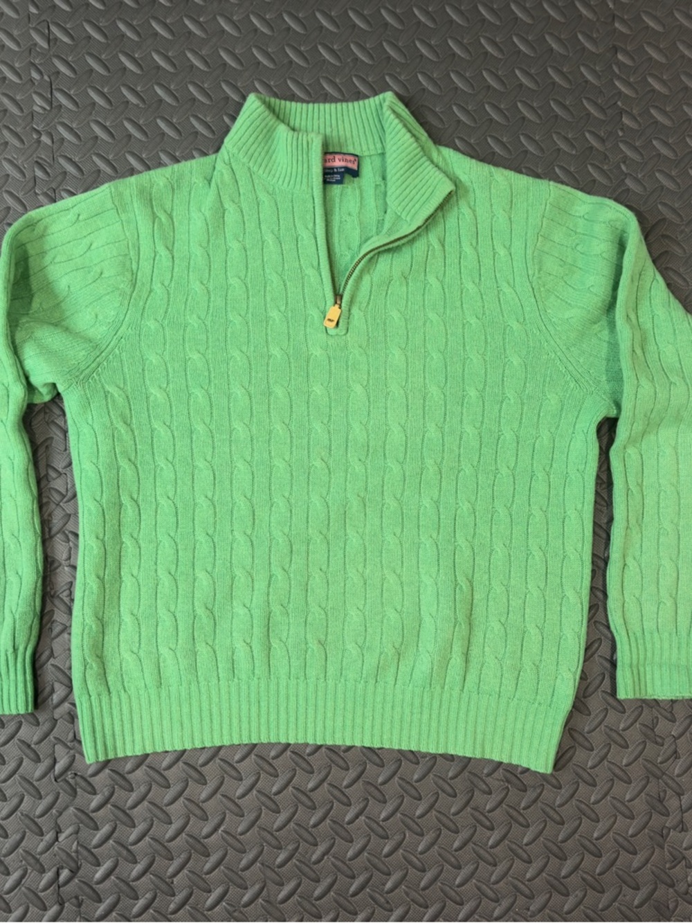 Vineyard Vines Cable-Knit Half-Zip Sweater in Bright Green
